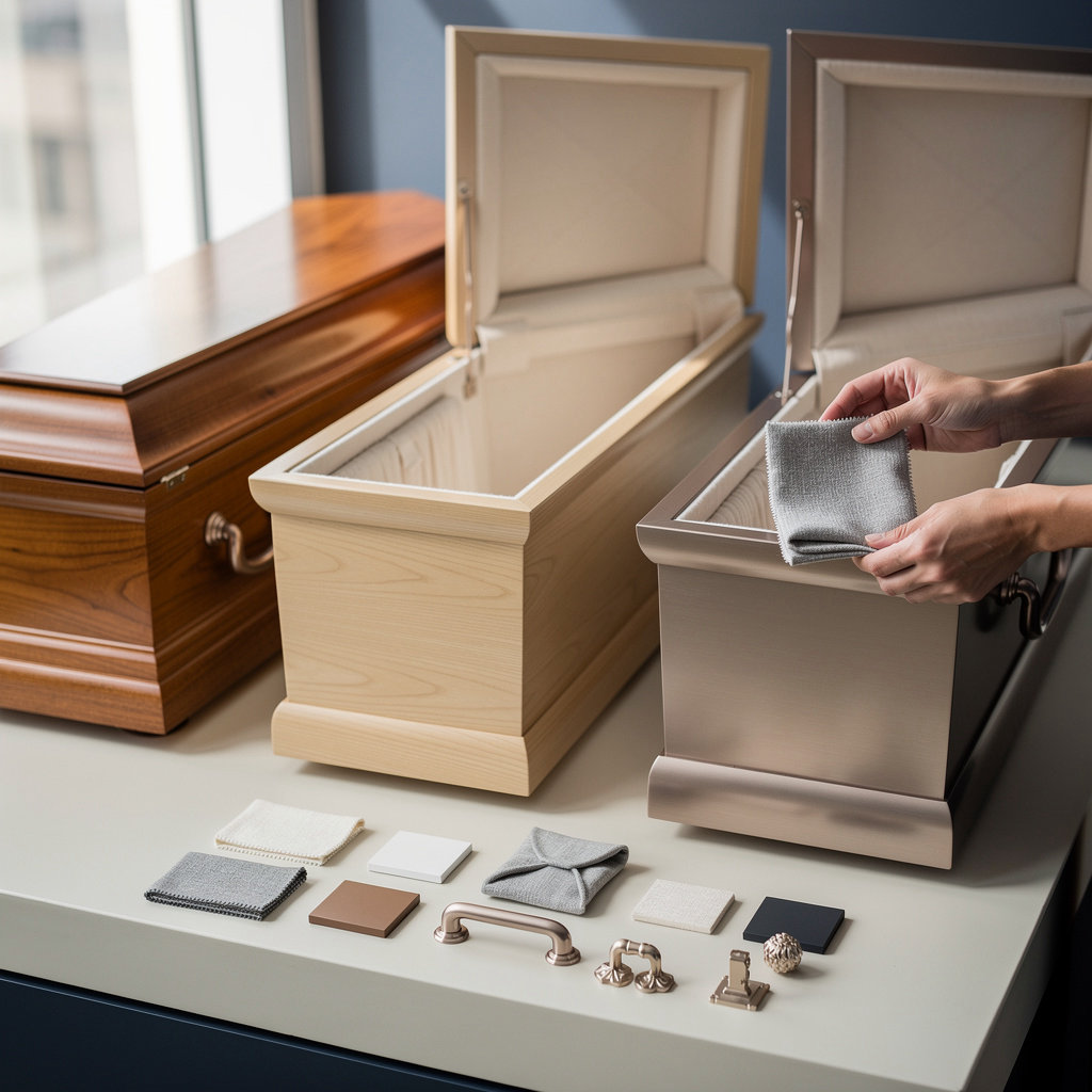 Onoranze Funebri Polistena - selezione bare personalizzate in legno e metallo con finiture tradizionali e moderne